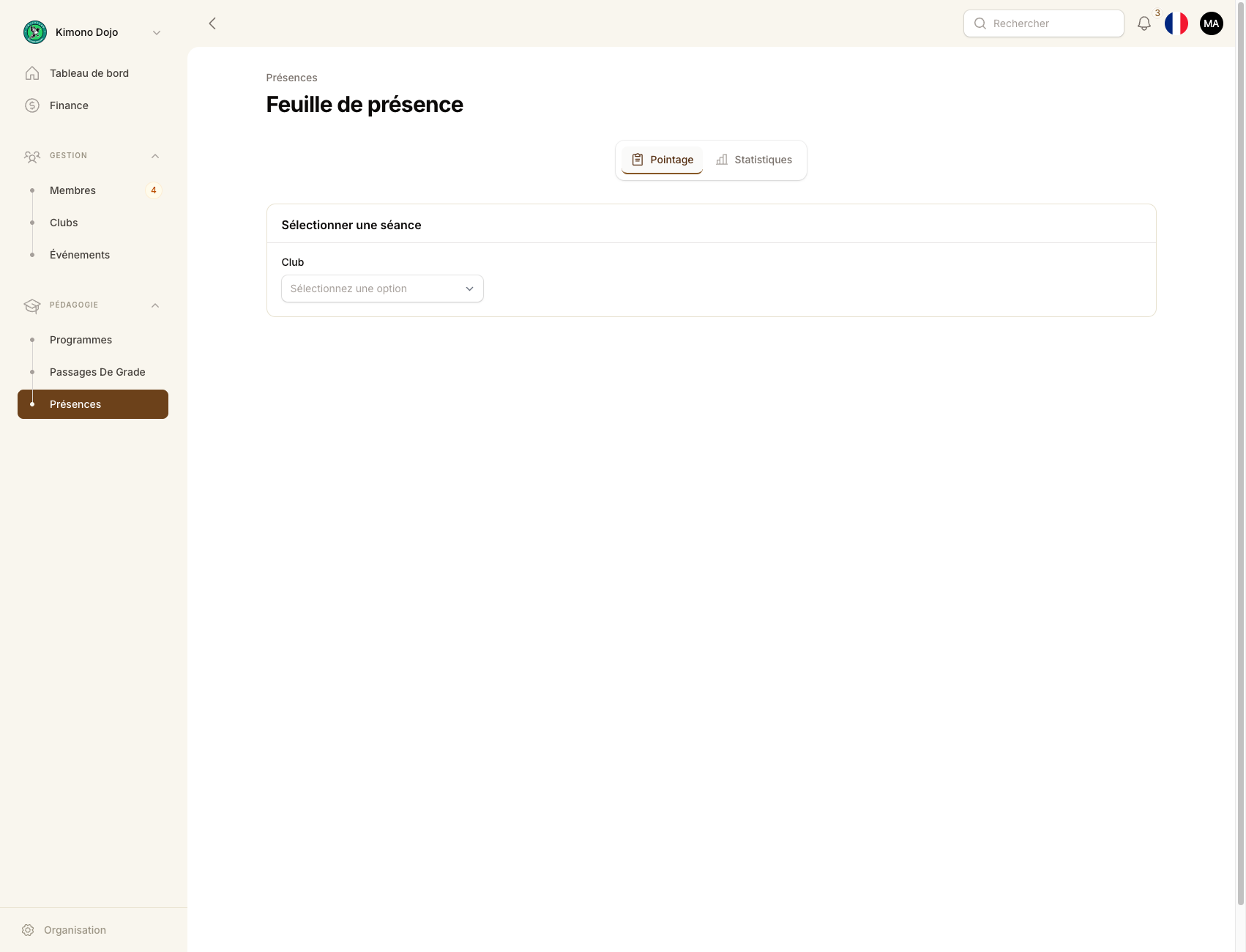 Présences & Check-in QR