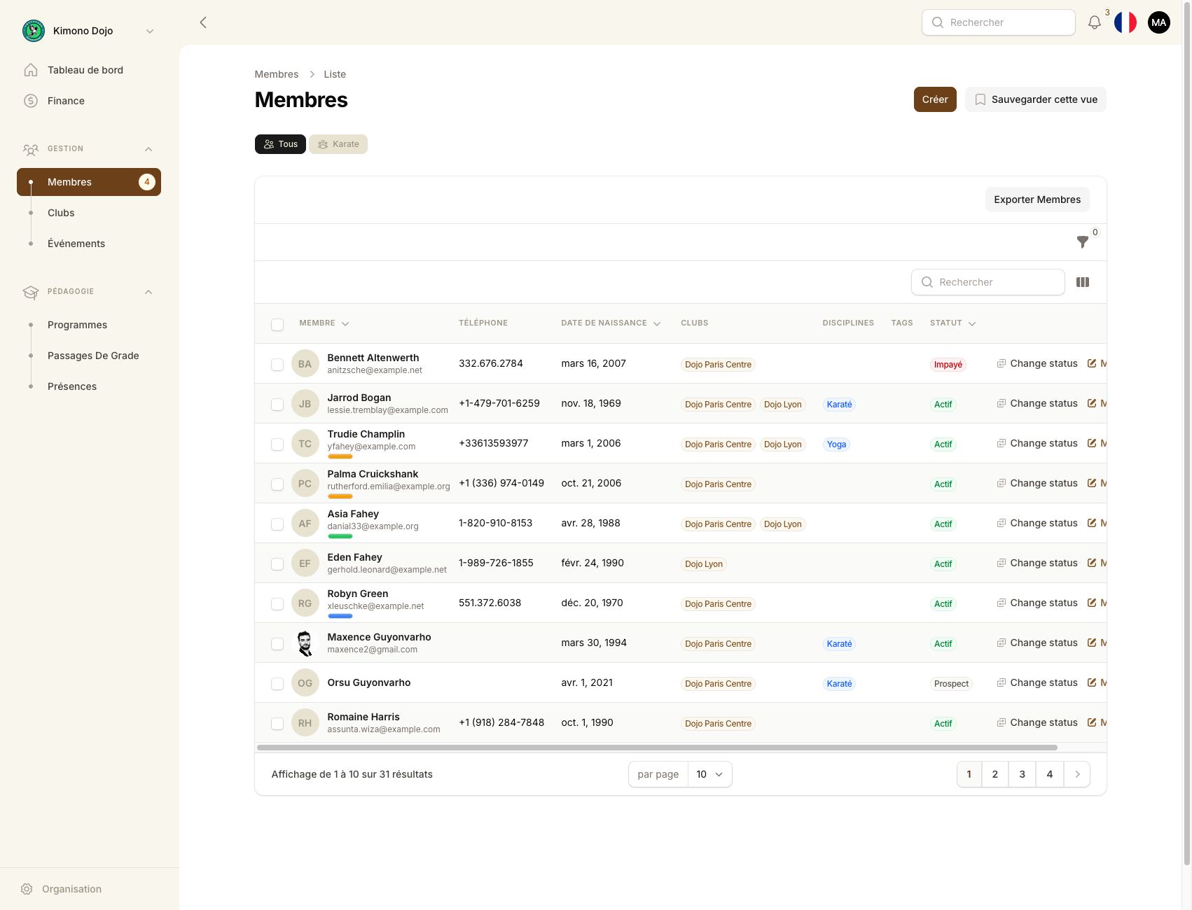 Kimono — Member management